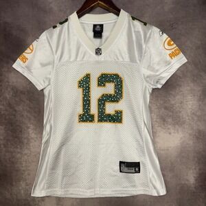 Reebok On Field Aaron Rodgers Green Bay Packers Jersey NFL Women's Small White